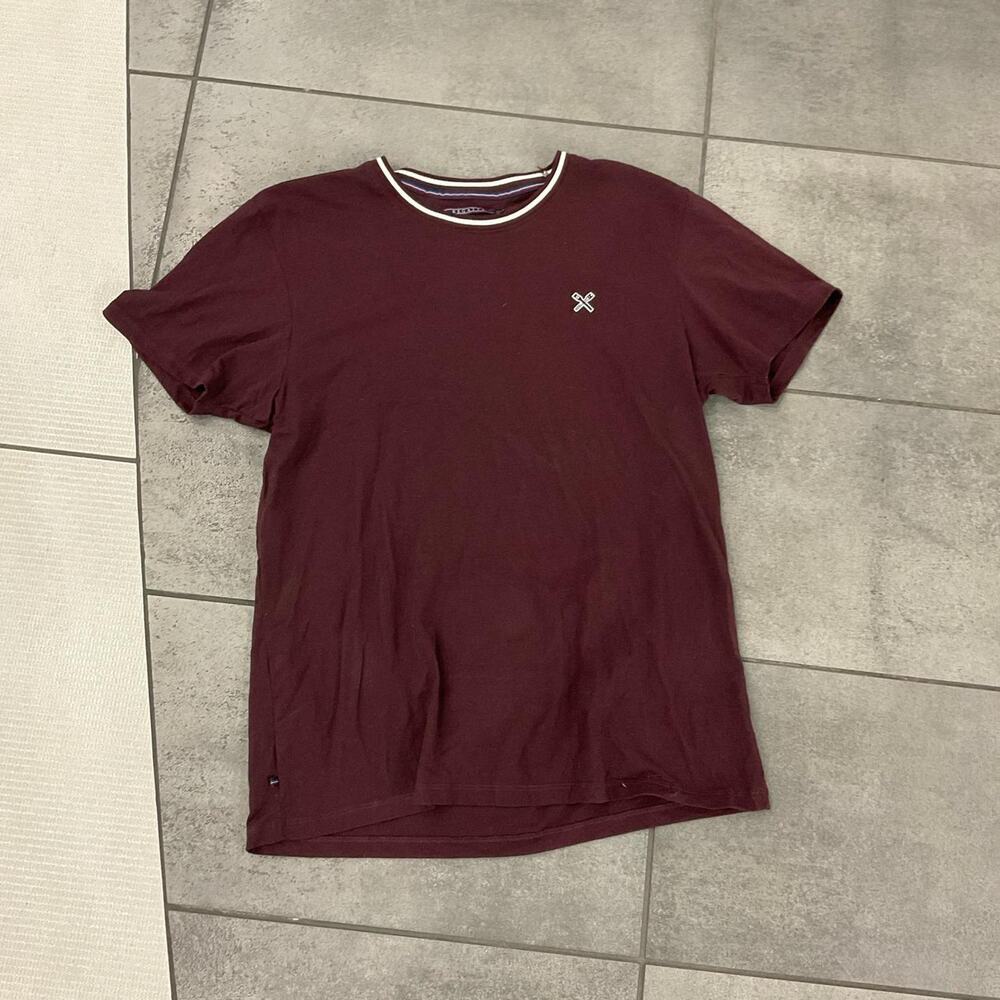 Burgundy and white striped cotton